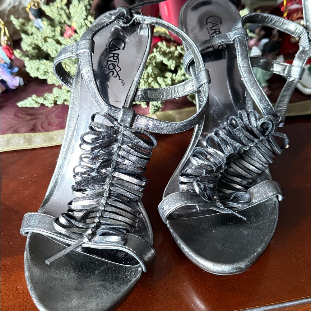 Women's Silver Strappy Sandals 8 1/2